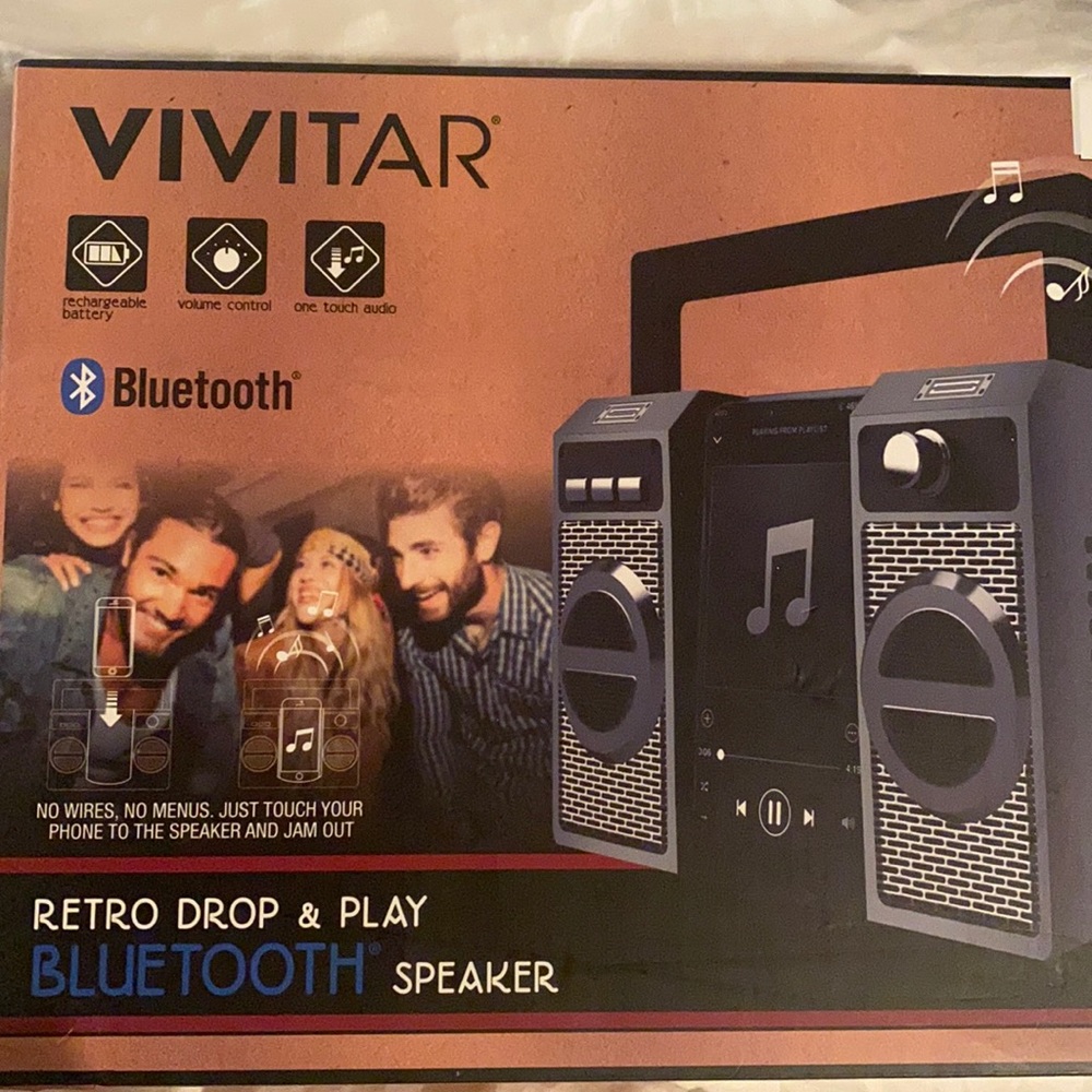 New Vivitar Bluetooth retro drop & play Bluetooth speaker - Picture 1 of 3